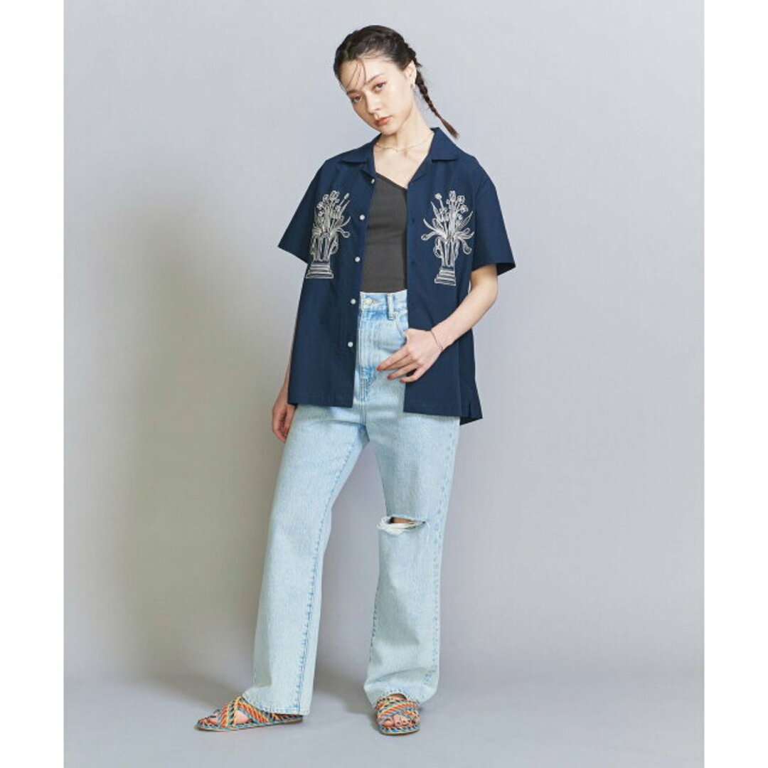 BEAUTY&YOUTH UNITED ARROWS(ビューティアンドユースユナイテッドアローズ)の【NAVY】【M】<WAVE UNION>エンブロイダリー シャツ レディースのトップス(シャツ/ブラウス(長袖/七分))の商品写真