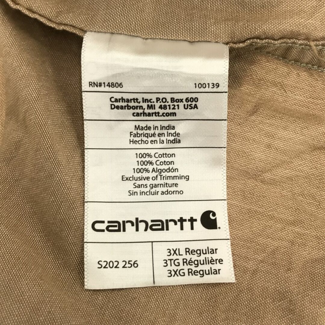 carhartt(カーハート)のカーハート 長袖 ボタンダウンシャツ 3XL ベージュ Carhartt ビッグサイズ メンズ 古着 【240328】 メンズのトップス(シャツ)の商品写真