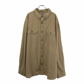 carhartt - カーハート 長袖 ボタンダウンシャツ 3XL ベージュ Carhartt ビッグサイズ メンズ 古着 【240328】