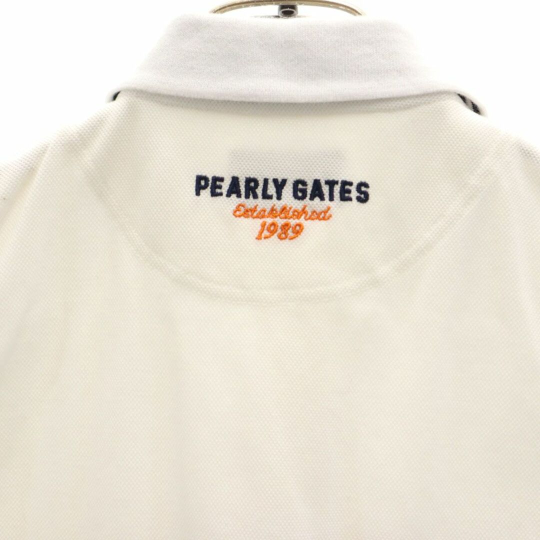 PEARLY GATES(パーリーゲイツ)のパーリーゲイツ 日本製 ゴルフ ノースリーブ ポロシャツ 0 白 PEARLY GATES 鹿の子地 レディース 古着 【240328】 メール便可 スポーツ/アウトドアのゴルフ(ウエア)の商品写真