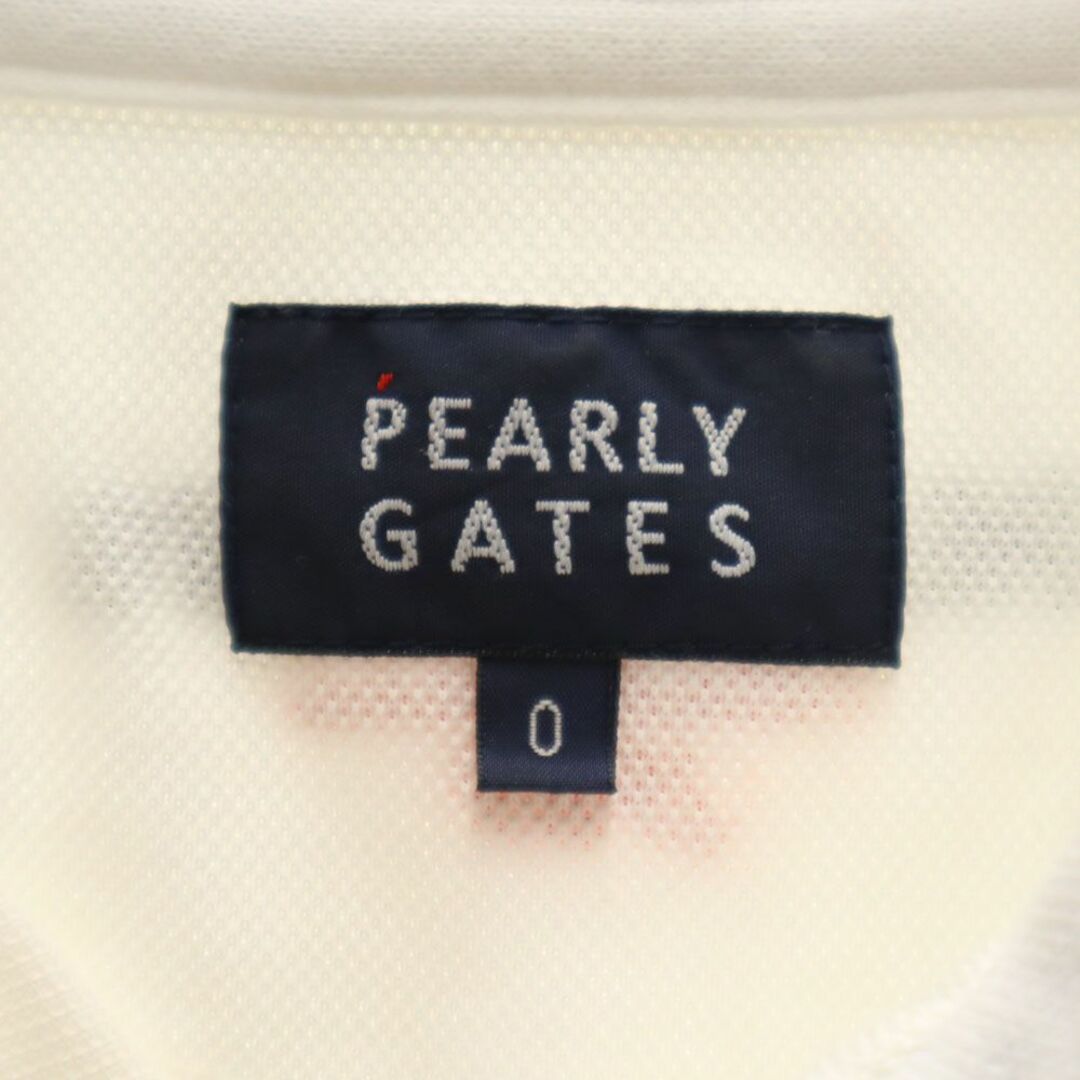 PEARLY GATES(パーリーゲイツ)のパーリーゲイツ 日本製 ゴルフ ノースリーブ ポロシャツ 0 白 PEARLY GATES 鹿の子地 レディース 古着 【240328】 メール便可 スポーツ/アウトドアのゴルフ(ウエア)の商品写真