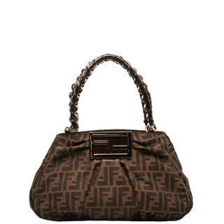 フェンディ(FENDI)の美品 フェンディ ズッカ ロゴプレート ミア チェーン ハンドバッグ 8BR615 キャンバス レディース FENDI 【214-43869】(ハンドバッグ)