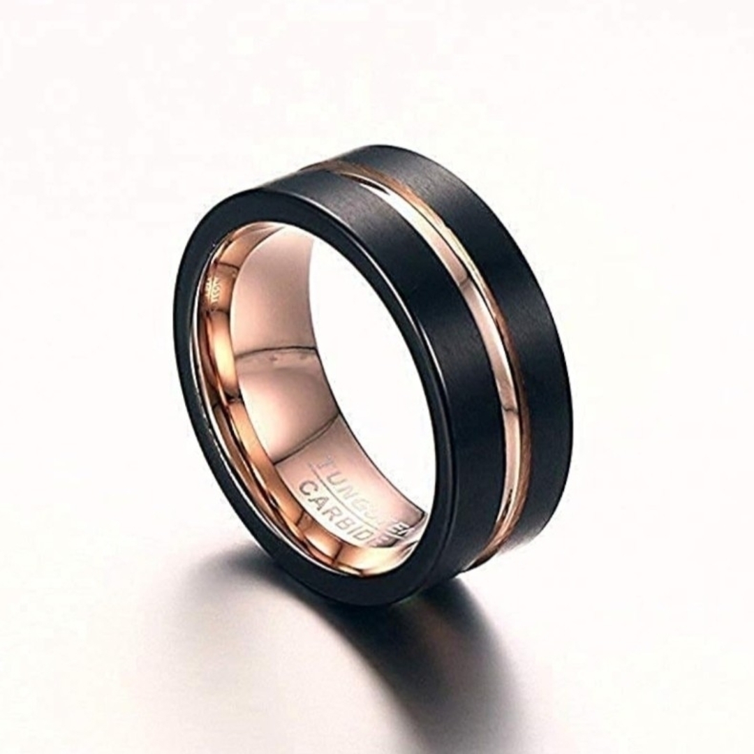 A217 リング ブラック ゴールド 指輪 タングステン メンズ 8mm メンズのアクセサリー(リング(指輪))の商品写真