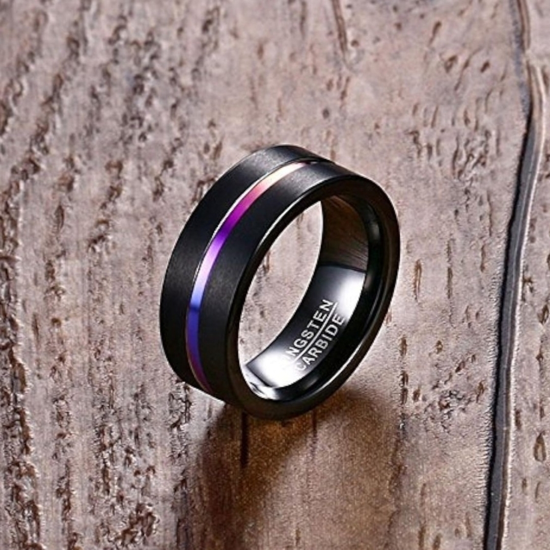 A218 リング ブラック  指輪 タングステン メンズ 8mm メンズのアクセサリー(リング(指輪))の商品写真