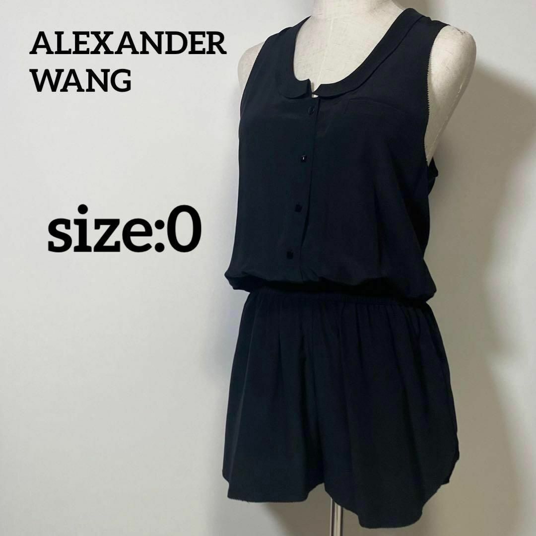 Alexander Wang(アレキサンダーワン)のアレキサンダーワン　ノースリーブオールインワン　シャツワンピース　シルクブラック レディースのパンツ(オールインワン)の商品写真