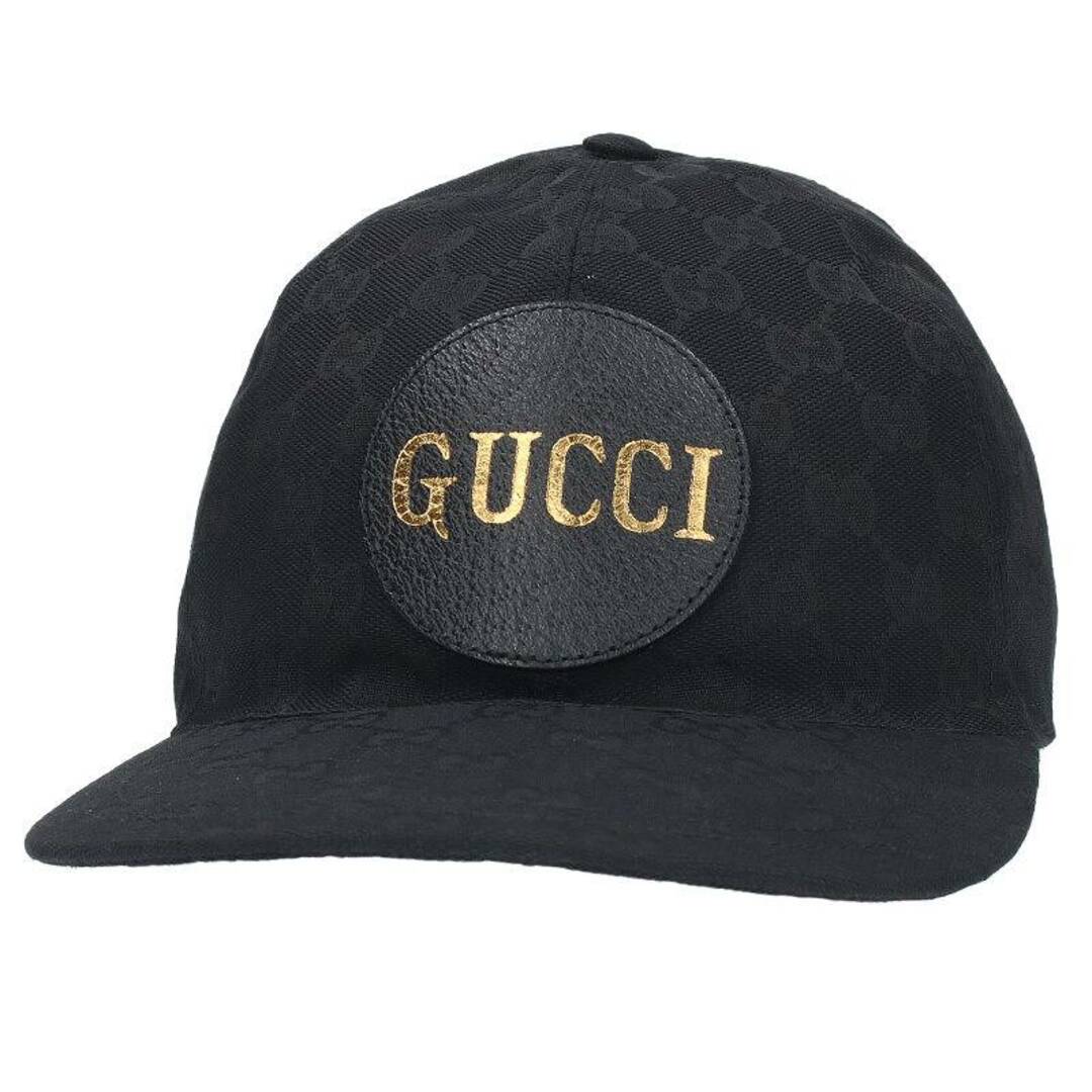 Gucci(グッチ)のグッチ  576253 4HG53 レザーロゴワッペンGG柄帽子 メンズ L ハンドメイドのファッション小物(帽子)の商品写真