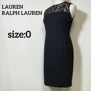 Ralph Lauren - ローレンラルフローレン　ノースリーブレースドレス　ミニワンピース　ブラック　0