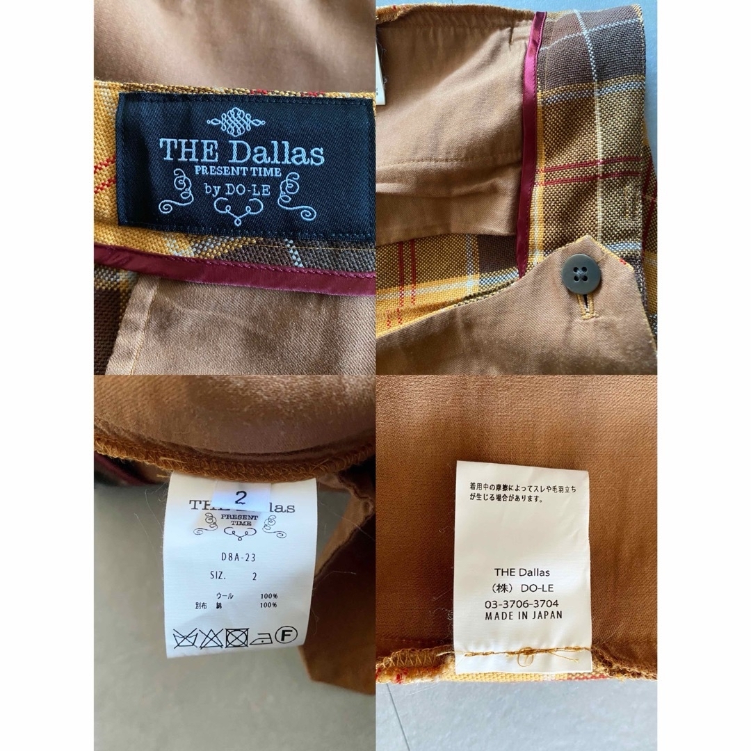 THE DALLAS(ザダラス)のフミエタナカ フレア チェック柄 黄 パンツ THE Dallas ザ・ダラス レディースのパンツ(カジュアルパンツ)の商品写真