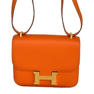 エルメス(Hermes)の　エルメス HERMES コンスタンス3 ミニ U刻 オレンジ×ゴールド金具 エヴァーカラー レディース ショルダーバッグ(ショルダーバッグ)