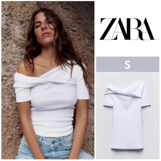 ZARA - 完売品！！【タグ付き新品未使用】ZARA ザラ アシンメトリードレープTシャツ