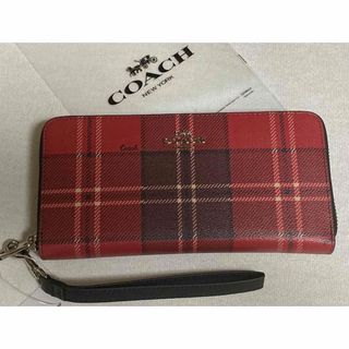 コーチ(COACH)の新品　COACH 長財布　タータン　チェック　レッド　ブラック(財布)