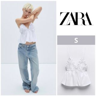 ZARA - 完売品！！【新品未使用】ZARA ザラ リボンモチーフ ポプリン トップス