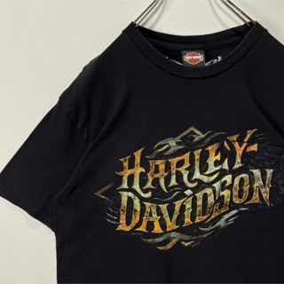 ハーレーダビッドソン(Harley Davidson)のハーレーダビッドソン　ビッグロゴ　Tシャツ　Lサイズ　古着　ブラック　ポケット付(Tシャツ/カットソー(半袖/袖なし))