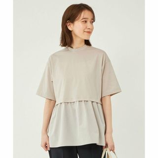 ユナイテッドアローズグリーンレーベルリラクシング(UNITED ARROWS green label relaxing)の【BEIGE】ハイネック ペプラム カットソー -吸水速乾・接触冷感・マシンウォッシャブル-(カットソー(長袖/七分))