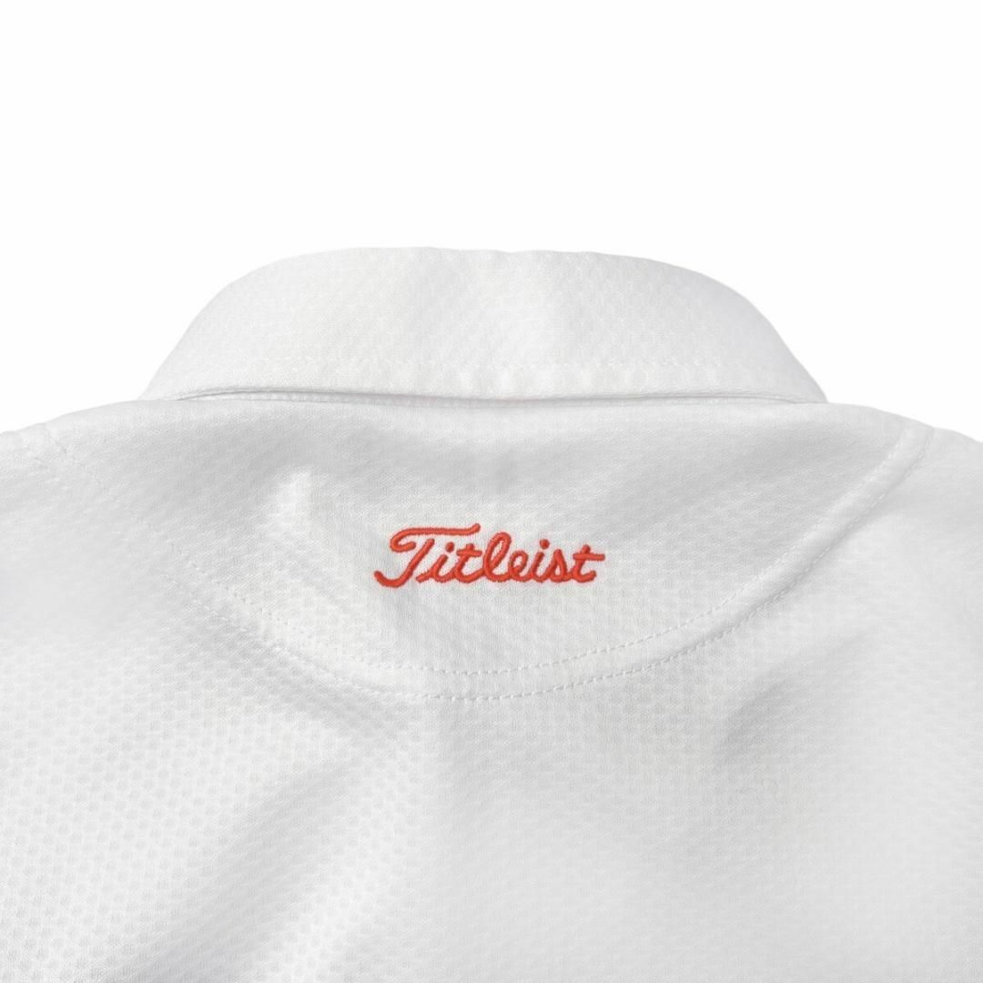 Titleist(タイトリスト)の美品 タイトリスト ディンプルメッシュ 半袖 ボタンダウン ポロシャツ M 白 スポーツ/アウトドアのゴルフ(ウエア)の商品写真