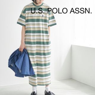 ユーエスポロアッスン(U.S. POLO ASSN.)のユーエスポロアッスン 天竺リンガー半袖ロングワンピース(ロングワンピース/マキシワンピース)