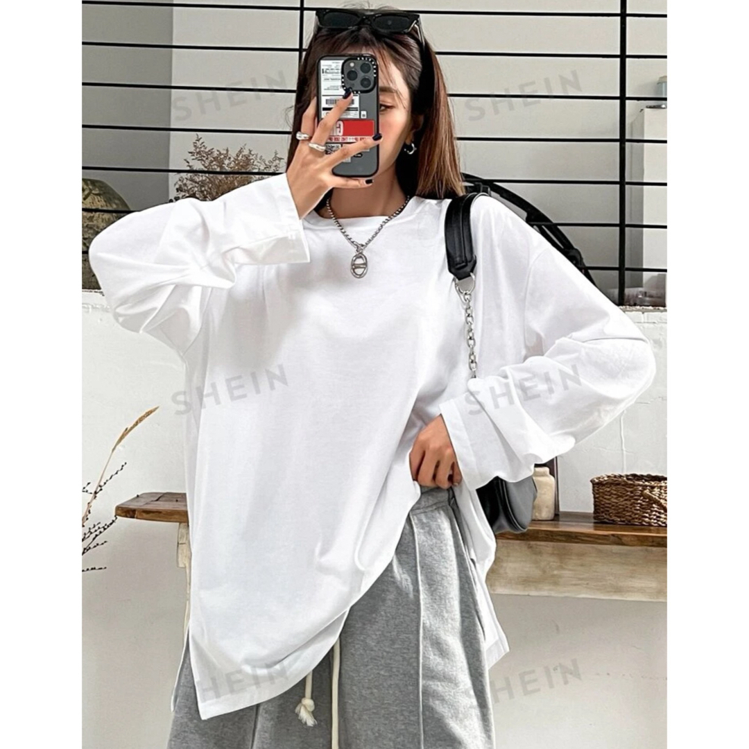 SHEIN(シーイン)のロンＴ / ホワイト レディースのトップス(Tシャツ(長袖/七分))の商品写真