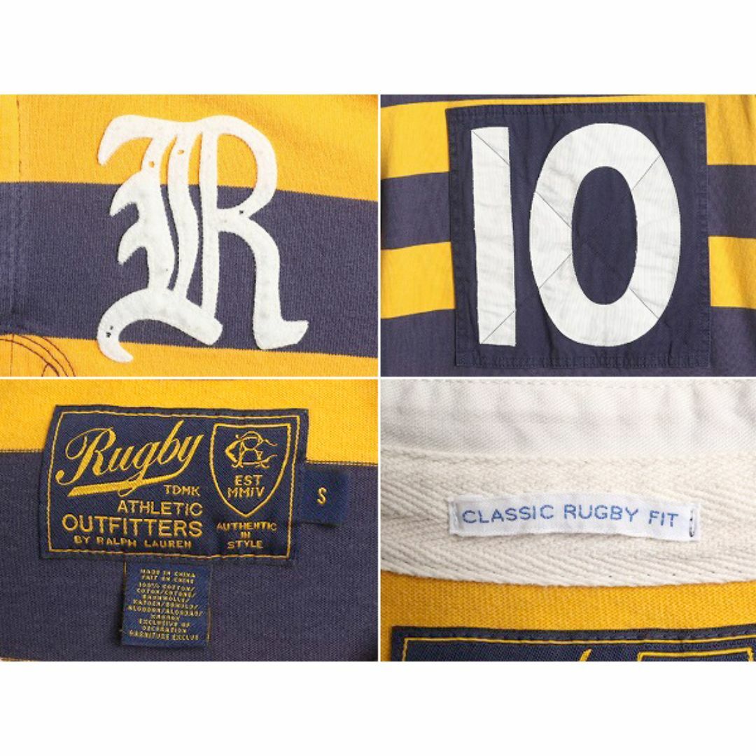 Ralph Lauren(ラルフローレン)のラグビー ラルフローレン ボーダー 長袖 ラガーシャツ メンズ S / 古着 ポロ RUGBY 長袖シャツ ナンバリング ヘビーウェイト 2トーン 紺 黄 メンズのトップス(シャツ)の商品写真