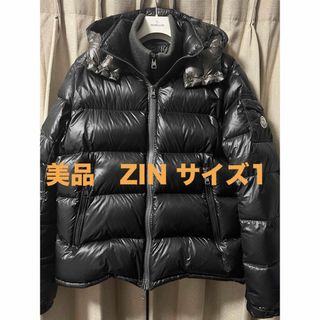 モンクレール(MONCLER)の美品　モンクレール　MONCLER ZIN ダウンジャケット　サイズ1 ブラック(ダウンジャケット)