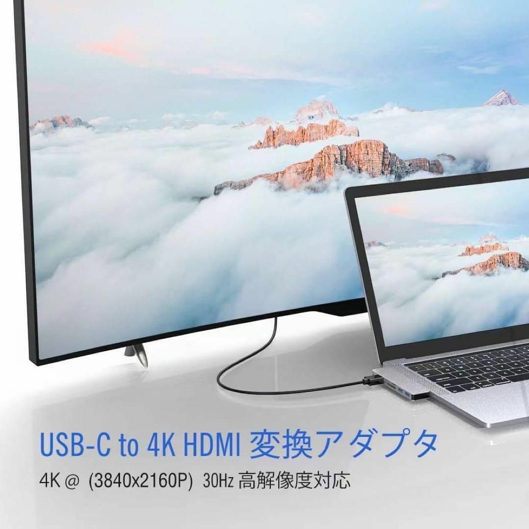 MacBook Air Pro ハブ USB-C 高速転送 4K HDMI スマホ/家電/カメラのPC/タブレット(PC周辺機器)の商品写真