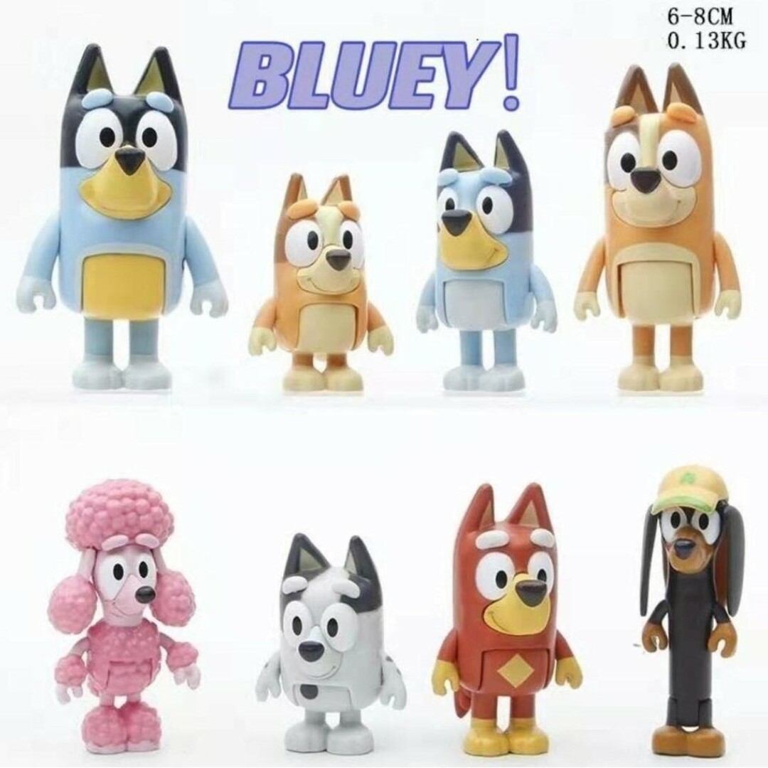 BLUEY　ブルーイ　フィギュア おもちゃ8体　A エンタメ/ホビーのおもちゃ/ぬいぐるみ(キャラクターグッズ)の商品写真