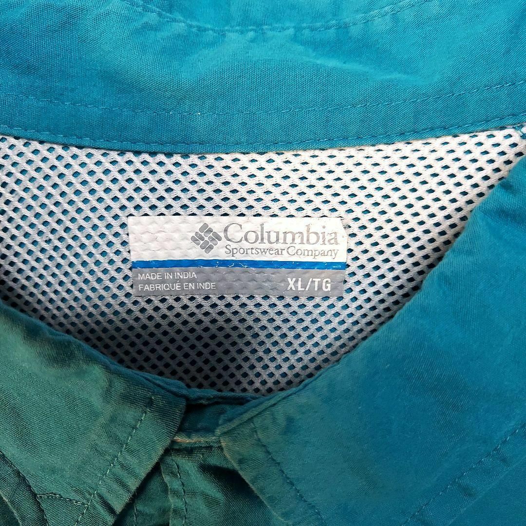 Columbia(コロンビア)のColumbia　フィッシング　半袖シャツ　刺繍　ロゴ　レトロ　青　古着　XL メンズのトップス(シャツ)の商品写真