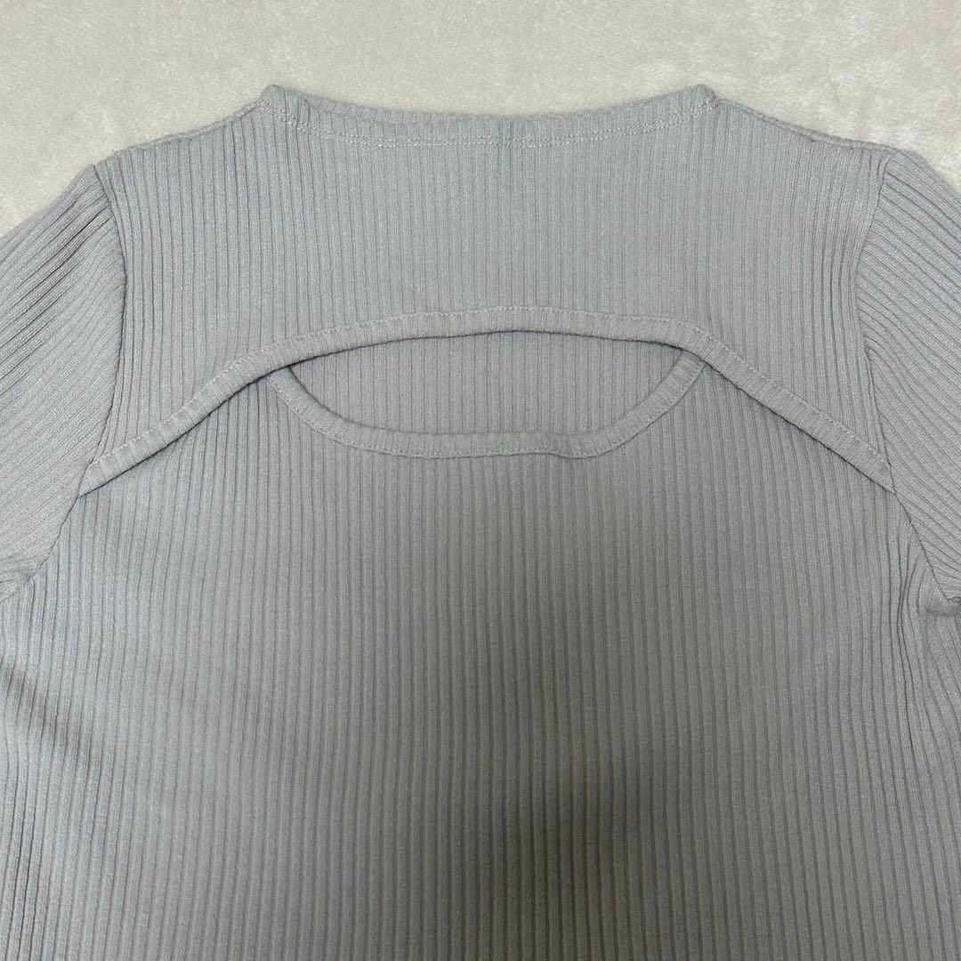 N WITH. カッティングカットトップス　リブTシャツ　長袖　グレー　サイズF レディースのトップス(カットソー(長袖/七分))の商品写真