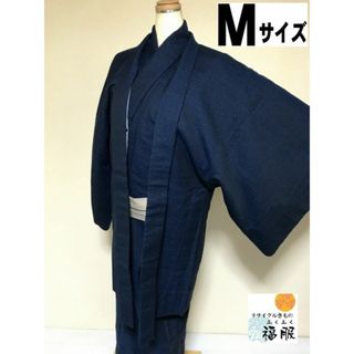 【中古】羽織 男物 ウール 濃紺地に霞文様 裄69 Mサイズ(着物)