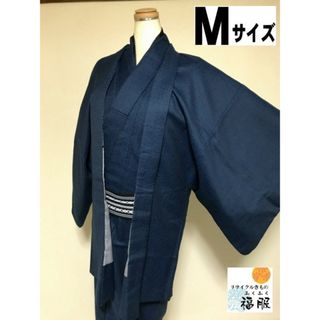 【中古】羽織 男物 ウール 濃紺地に砂嵐文様 裄67 Mサイズ(着物)