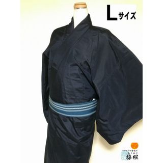 【中古】紬 男物 正絹 濃紺 裄73 Lサイズ リサイクル(着物)