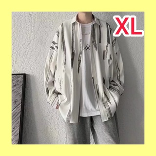 メンズ シャツ XL 長袖 白 シンプル ストリート(シャツ)