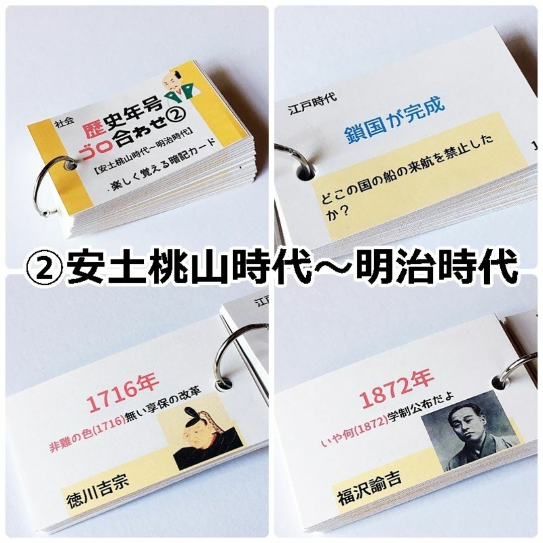 【058】社会　歴史年号ごろ合わせ暗記カードセット　中学受験　中学入試　高校受験 エンタメ/ホビーの本(語学/参考書)の商品写真