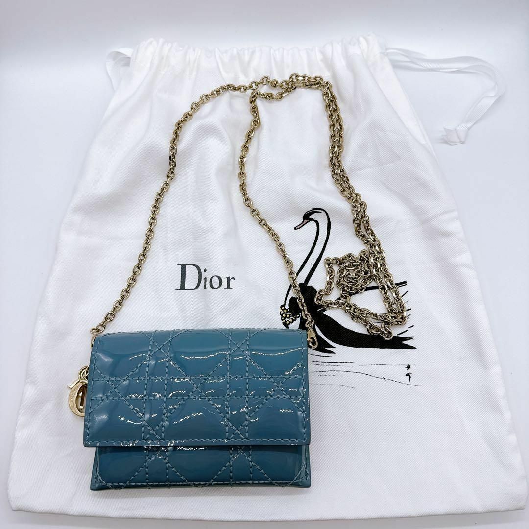 Christian Dior(クリスチャンディオール)のクリスチャンディオール パテントレザー レディディオール チェーン コインケース レディースのファッション小物(コインケース)の商品写真