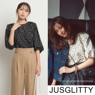 JUSGLITTY - 新品 ジャスグリッティー ボリュームスリーブドットブラウス S 朝比奈彩