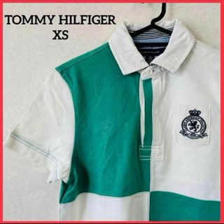 トミーヒルフィガー(TOMMY HILFIGER)の【希少】トミーヒルフィガー ポロシャツ ラガーシャツ 半袖 刺繍ロゴ ワッペン(ポロシャツ)