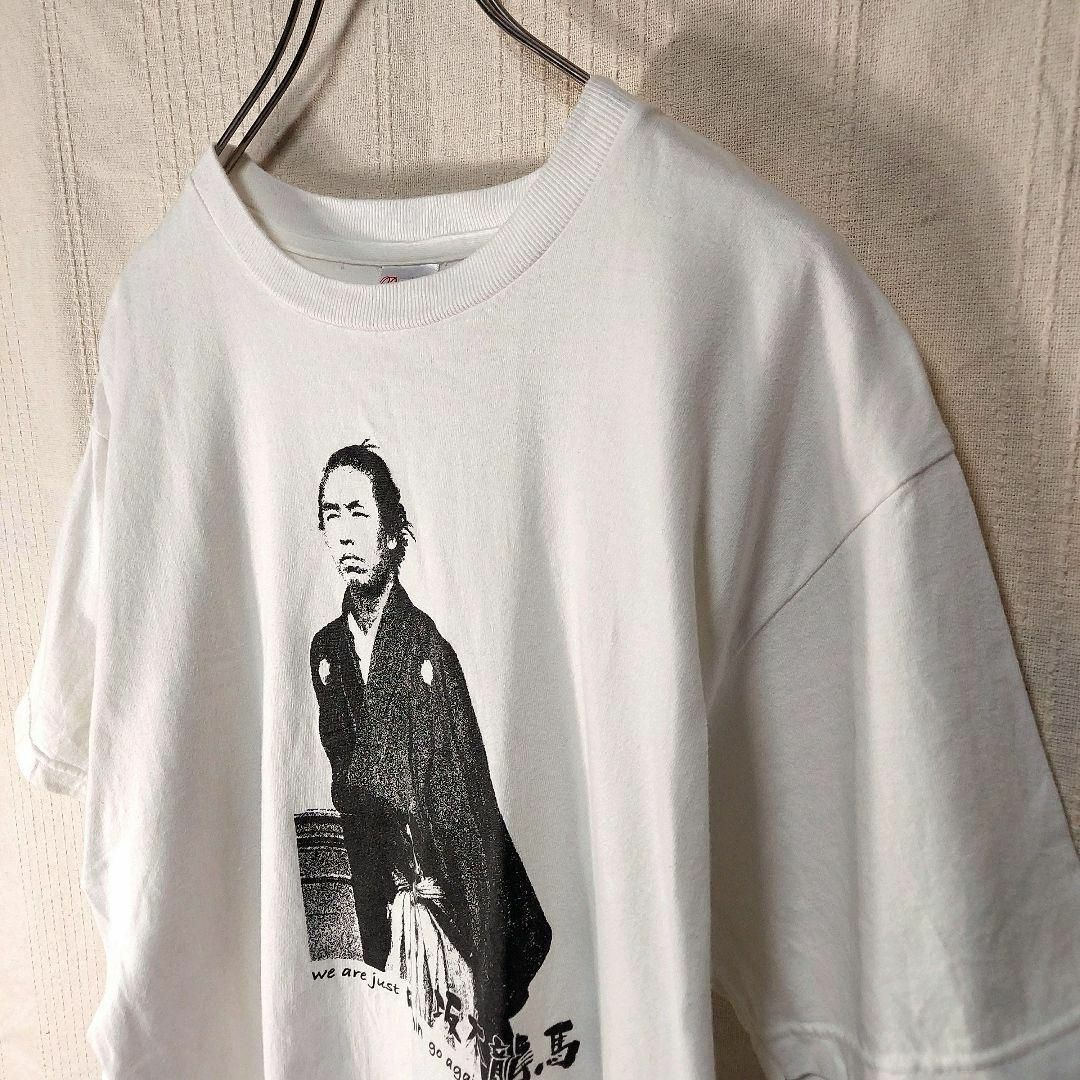 坂本龍馬　tシャツ　L　古着　白　黒 メンズのトップス(Tシャツ/カットソー(半袖/袖なし))の商品写真