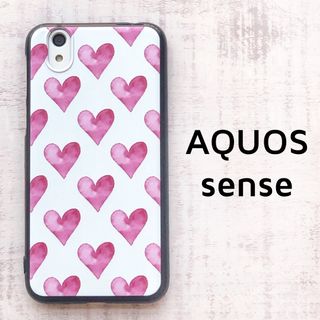 AQUOS sense レッド ハート ソフトケース カバー アクオスセンス(Androidケース)