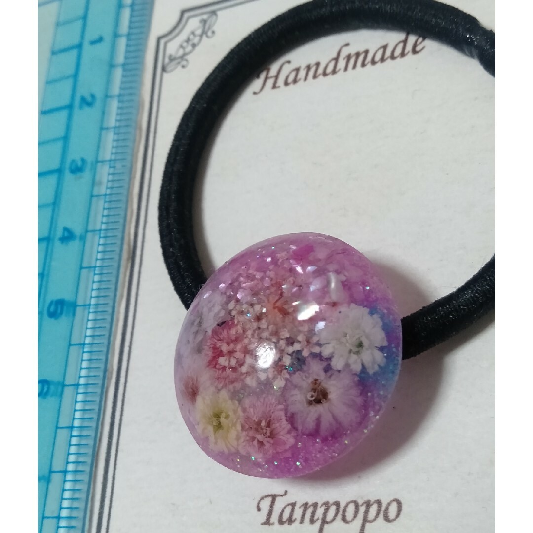 へアゴム ハンドメイド レジン❀ 可愛い かすみ草 シェル❀ 桜 ピンク系 M② ハンドメイドのアクセサリー(ヘアアクセサリー)の商品写真