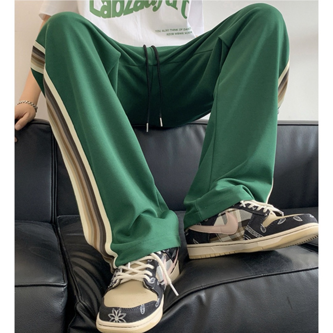 サイドライン ストリート パンツ モード パンツ メンズ　グリーン メンズのパンツ(その他)の商品写真