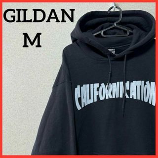 【希少】GILDAN プリントパーカー フーディーパーカー 長袖 裏起毛 黒(パーカー)