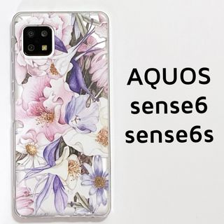 AQUOS sense6 6s クリア 花 ソフトケース カバー 透明 ②(Androidケース)