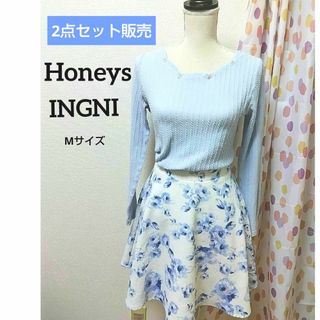 INGNI - 2点セット販売【ハニーズ】トップス＆【イング】花柄フレアスカート　Mサイズ