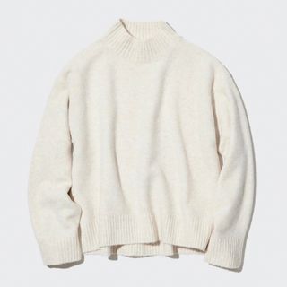 ユニクロ(UNIQLO)の◎超美品◎UNIQLO スフレヤーンモックネックセーター オフホワイト L(ニット/セーター)