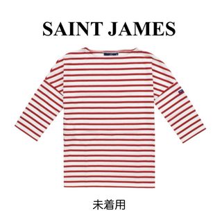 セントジェームス(SAINT JAMES)のSAINT JAMES セントジェームス　七分袖ドロップショルダー ［白/赤］(Tシャツ(長袖/七分))