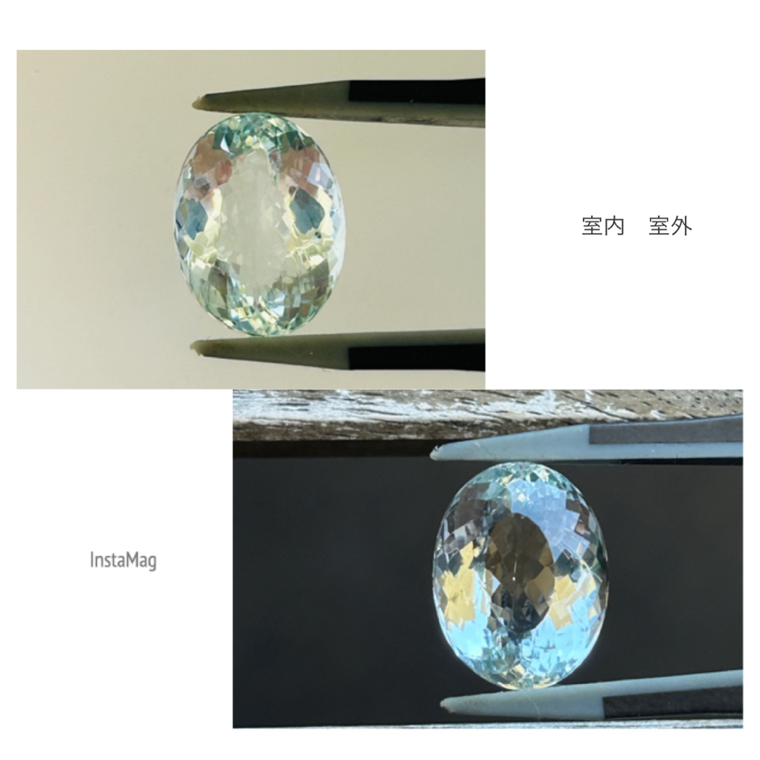 (R0328-4)『大粒』天然アクアマリン ルース　9.756ct レディースのアクセサリー(その他)の商品写真