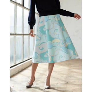 アナイ(ANAYI)の新品　アナイ　ウェーブフラワープリントフレア　スカート　サイズ　M(ロングスカート)