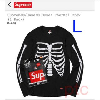 シュプリーム(Supreme)のSupreme/Hanes Bones Thermal Crew Black L(Tシャツ/カットソー(七分/長袖))