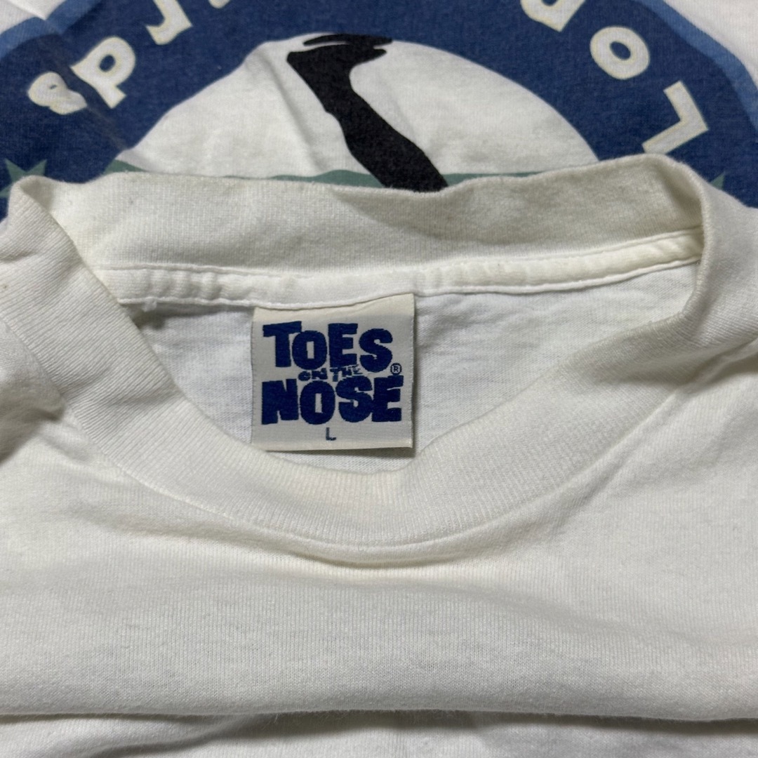 OCEAN PACIFIC(オーシャンパシフィック)の90's TOES ON THE NOSE Tシャツ L ホワイト サーフィン メンズのトップス(Tシャツ/カットソー(半袖/袖なし))の商品写真