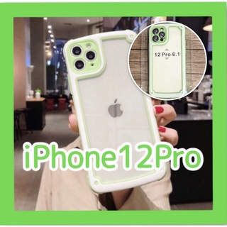 iPhone12pro 大人気 グリーン 緑 iPhoneケース フレーム 新品