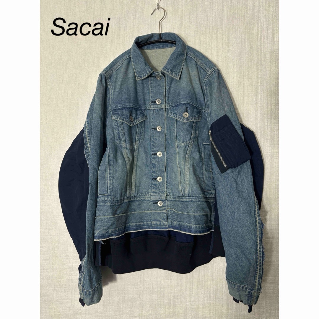 sacai(サカイ)のSacai 19SS 素材切り替え MA-1 ボンバーデニムジャケット レディースのジャケット/アウター(Gジャン/デニムジャケット)の商品写真